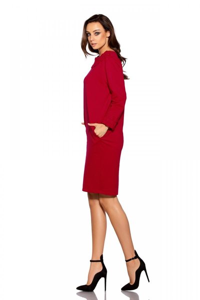 Rochie cu buzunare, lejera, de culoare bordo